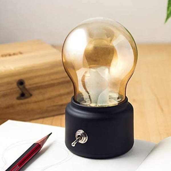 Stay Real Creative Retro Nostalgic British Bulb Lamp Rechargeable Usb Night Light Bedside Ambience Light Kitchen Cabinet Hallway Light  (black)