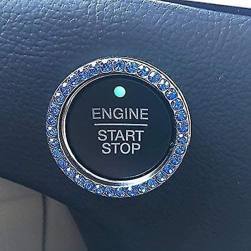 Bling Bilindretning Blå Krystal Rhinestone Bil Bling Ring Emblem Mærkat, Bling Biltilbehør Til Kvinder (blå)