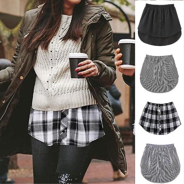 Shirt Extenders Adjustable Layering Fake Tops Lower Sweep Hem With Elastic Waist Band Mini Skirt Blue White M