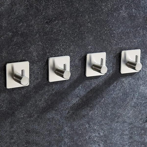 4 Pcs. Self-adhesive Towel Hooks, 8kg Bathrobe Hooks Hooks Wall Hooks Stainless Steel Bathroom And