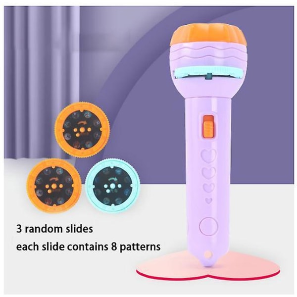 Baby Sleeping Story Book Flashlight Projector Torch Lamp Toy Purple