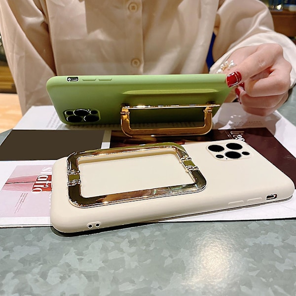 Telefon Bakdeksel Multifunksjonell Anti-fall Ultratynn Moderne Metall Firkantspenne Støtte Telefondeksel For Iphone 11 Pro Max/11 Pro/11/xs M White for iPhone 11