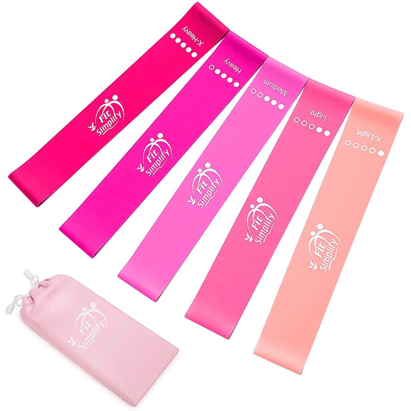 Fit Simplify Resistance Loop Exercise Bands With Instruction Guide And Carry Bag, Set Of 5