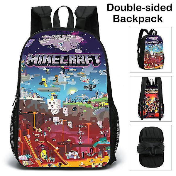 Minecraft Rygsæk Tosidet Skoletaske Studenter Skoletaske Studentergave Fødselsdagsgave Ny Rygsæk Pattern 5