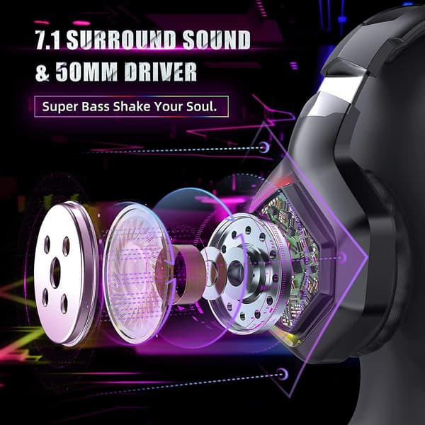 Stereo PC Gaming Headset med Støyreduserende Mikrofon for PS4 PS5 Xbox Series K10 pro