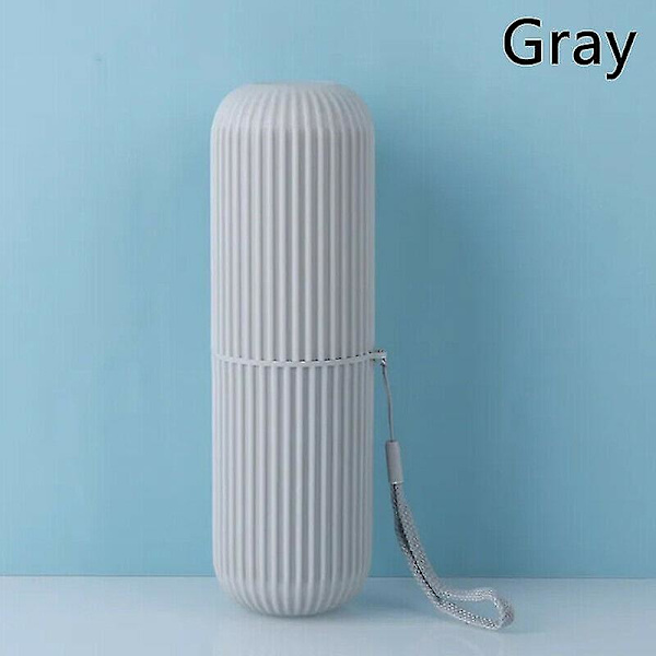 2pcs Portable Toothbrush Kits Case Toothpaste Cup Holder Protect Storage Box Travel Grey