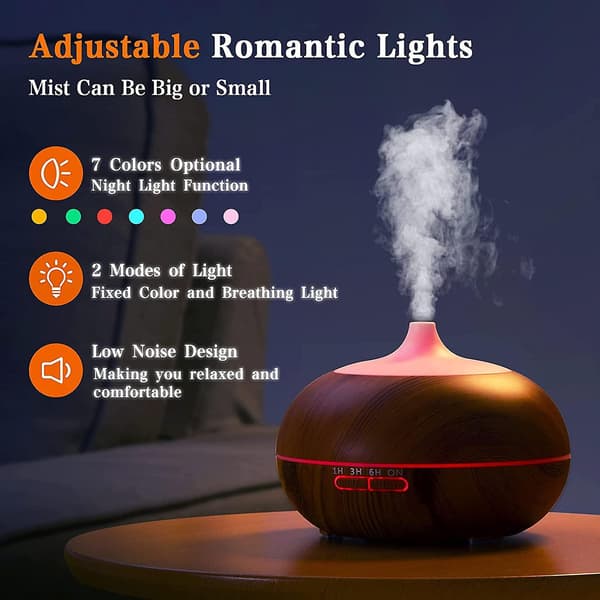 Aroma Diffuser, 500ml Silent Fragrance Oil Diffuser, Humidifier With Led Light,yoga