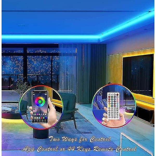 LED Strip Lys 20m Ultralange LED Lys Stripe Musikk Synkronisering, App Kontroll Med Fjernkontroll, LED RGB LED Lys For Soverom, DIY Fargevalg LED Tape Lys RGB 24V US