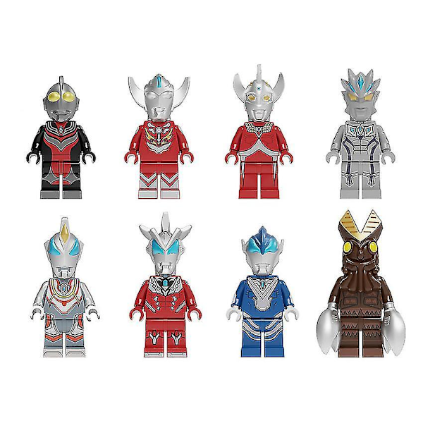 8pcs Ultraman Building Blocks Dolls Unlimited Cyroged Tero Dijia Assembled Building Blocks Mini Toys