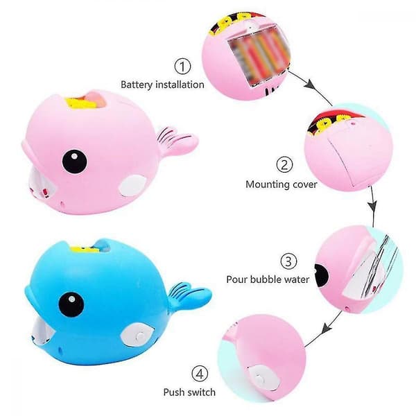 Cute Bubble Blowing Machine Cartoon Whale Automatic Bubble Machine Bath Toy Hair Dryer Pink blue
