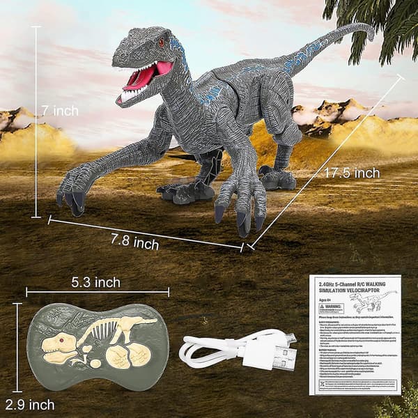 Remote Control Dinosaur Toys, Walking Robot Dinosaur With Led Light Up & Roaring