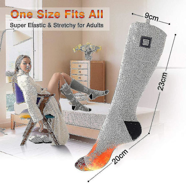 Lämmitettävät sukat ladattavat sähköakut unisex lämpöjalkojen lämmittimet gray