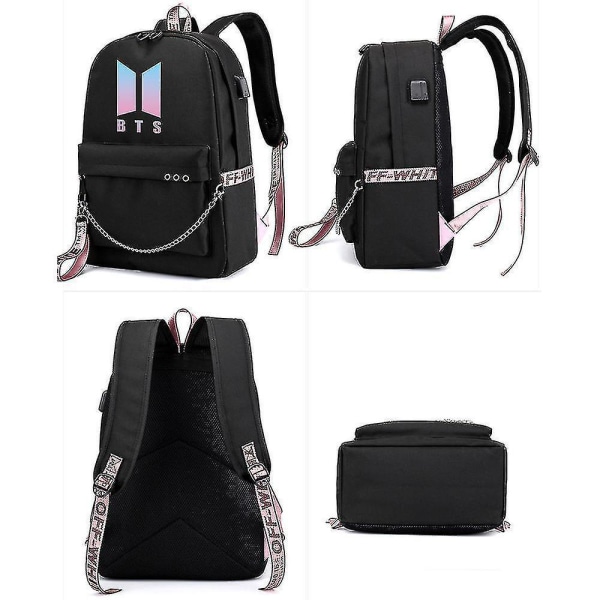 Bts Ryggsekk USB Lading Skolesekk Color 6