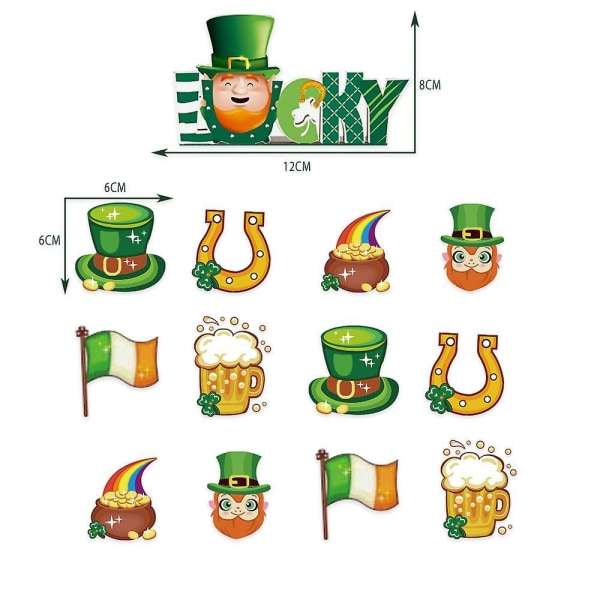 St. Patricks Dag 30 stk. Balloner Banner Træk Flag Kage Indsæt Sæt Irsk Øl Festival Fest Dekorationer