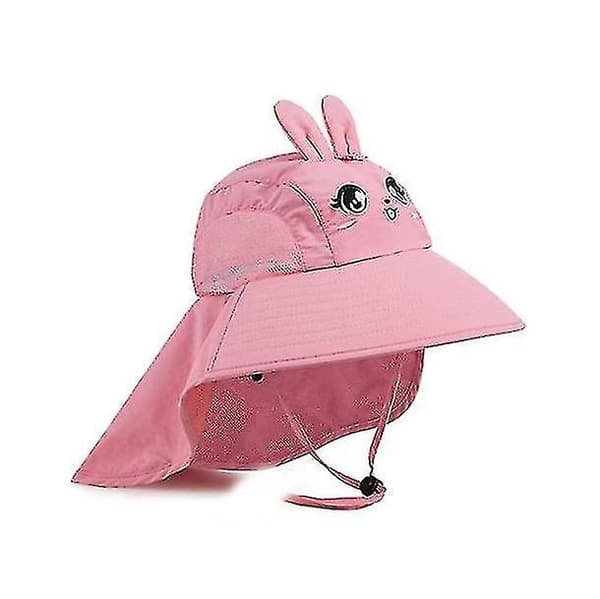 Solhatt for barn med bred brem og justerbar stropp pink