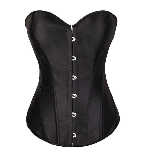 Dame Bustier Korset Top Sexet Lingerisæt Sort Satin Taljeformende BLACK 6XL