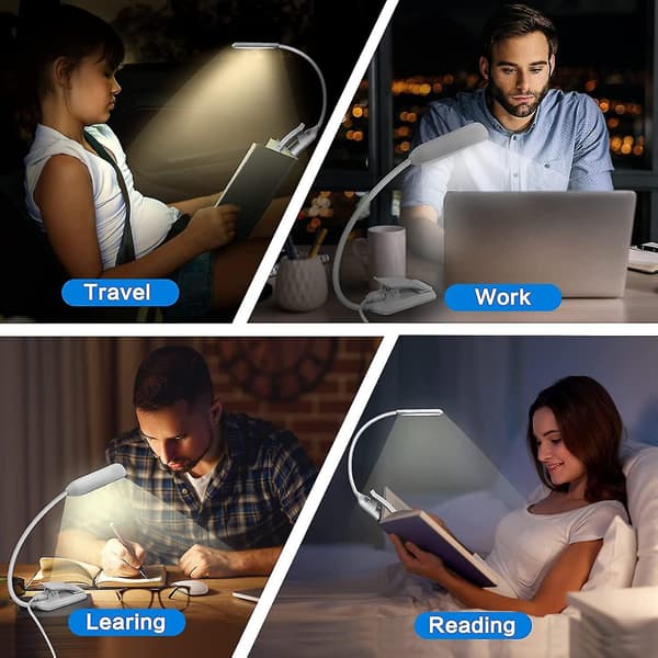 Reading Light, 9 Led Usb Rechargeable Reading Light, Gradual Dimming Book Light, 3 Color Modes (white/warm/warm White), 360 Foldable And Flexible Clip