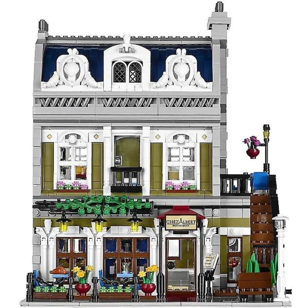 In Stock 2418pcs City Street View Model Set Creator Parisian Restaurant Apartment Building Blocks Bricks Compatible 10243 Giftpaper Instructionno Orig