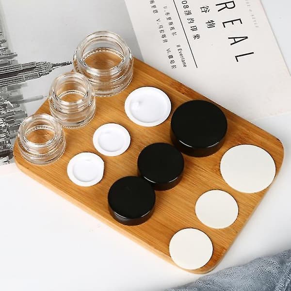 Empty Sample Pots Lear Plastic Travel Cosmetic Container Jars For Creams Sample Make-up Storage(10pcs, Black)
