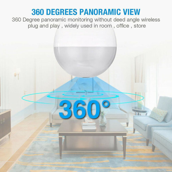 360 Degree Panoramic Wifi Ip Camera Light Bulb Fisheye Camera Home Security Lamp