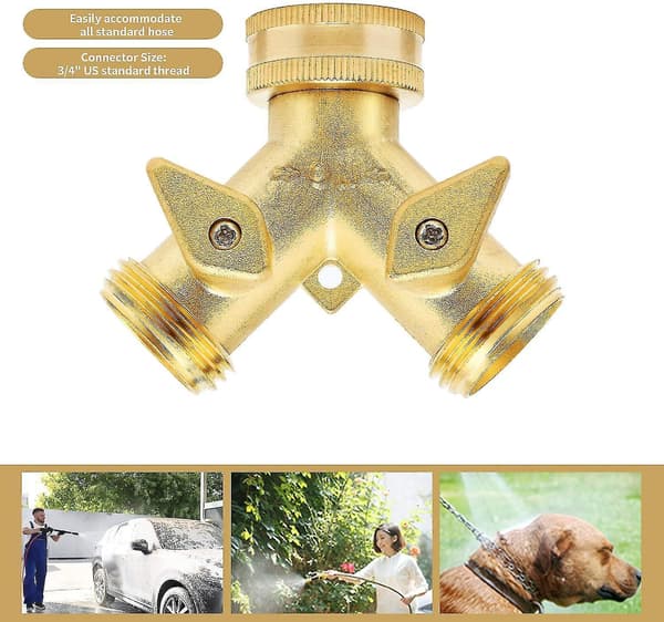 Garden Pants Splitter 2 Way - Heavy Duty Solid Brass Pants Y Splinter Pants Faucet Splitter