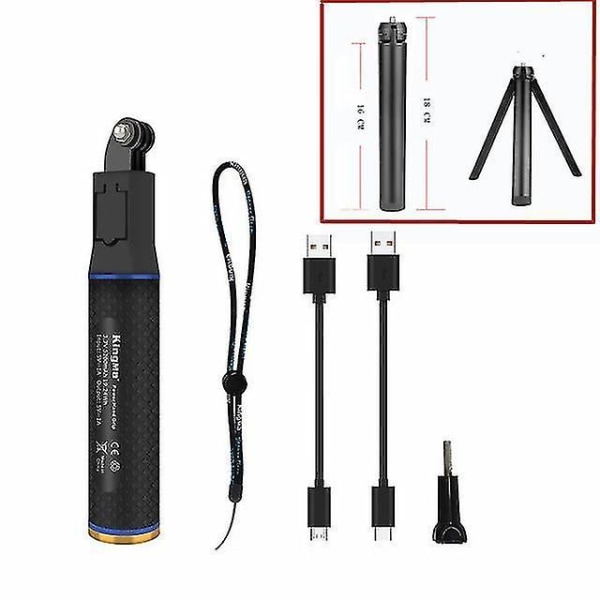 Uusi 2 in 1 Selfie-keppi ja varavirtalähde 5200mah akku käsikahva jalusta F Standard 18cm tripod
