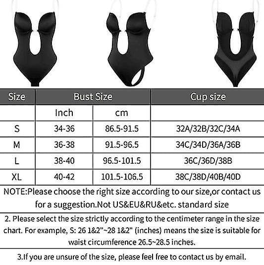 Women's Backless Shapewear Deep V Neck Body Shaper For Low Back Dress black XL