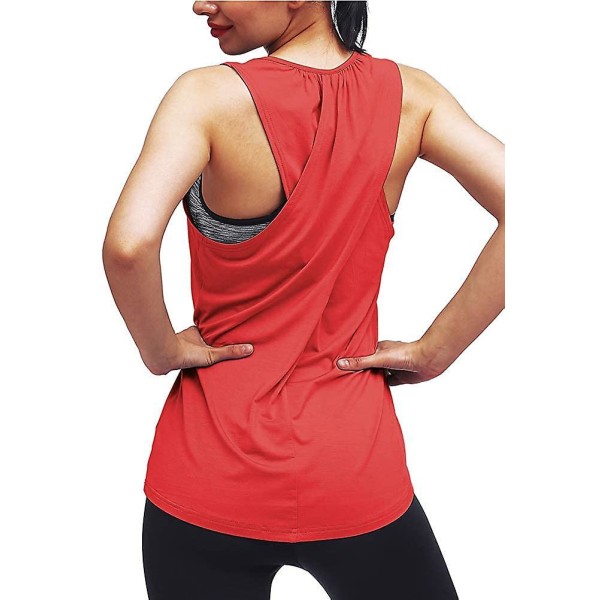 Workout Tops For Women Yoga Athletic Shirts Long Tank Tops Gym Clothes Red XX-Large