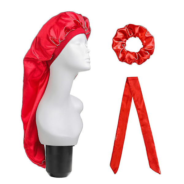 1 Set Sleeping Cap Adjustable Anti-static Fake Stain Wide Application Sleeping Hat For Women Champagne
