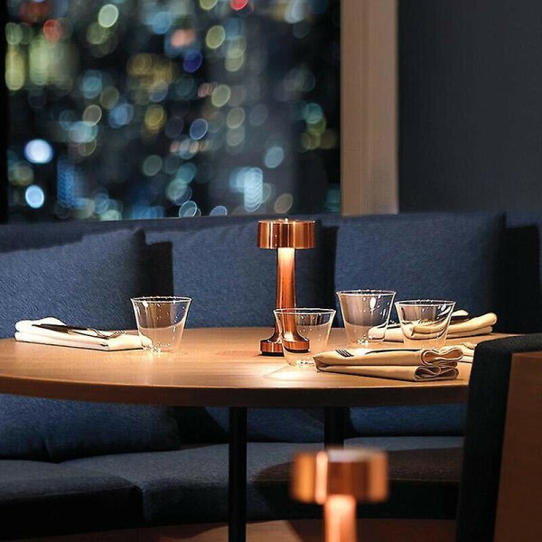 Rechargeable Led Table Lamp Touch Sensor Desk Light Bedroom Restaurant Bar Decor Bronze Dumbbell