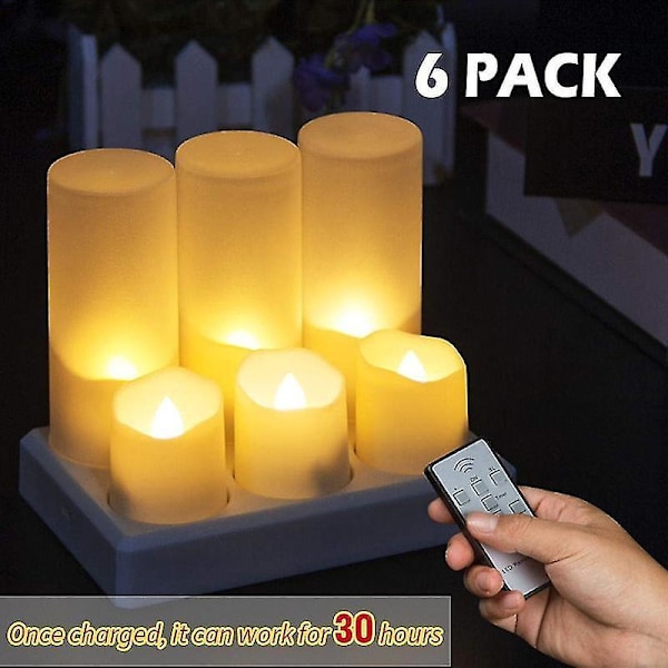 Genopladelig LED Elektrisk Lysestage Flammefrit Blinkende Hjem Middagsdekoration Jul Bryllup B