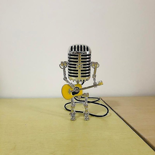 Metal Microphone Led Table Lamp Statue Model Home Decorative Light Fixture