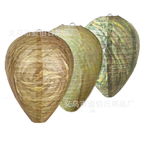 4 Pieces Waterproof Wasp Nest Decoys Hanging Hornet Deterrents Fake Cloth Wasp Nest Non-toxic Bee Decoy Deterrent For Home And Garden Outdoors Dark GREEN Paper