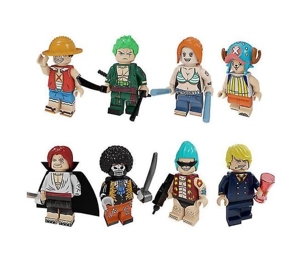 8 stk. One Piece Samlede Byggeklods Mini Legetøj