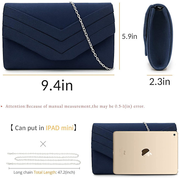 Naisten clutch-laukku, 3D-flanellinen hää-olkalaukku, crossbody-iltalaukku (laivastonsininen)