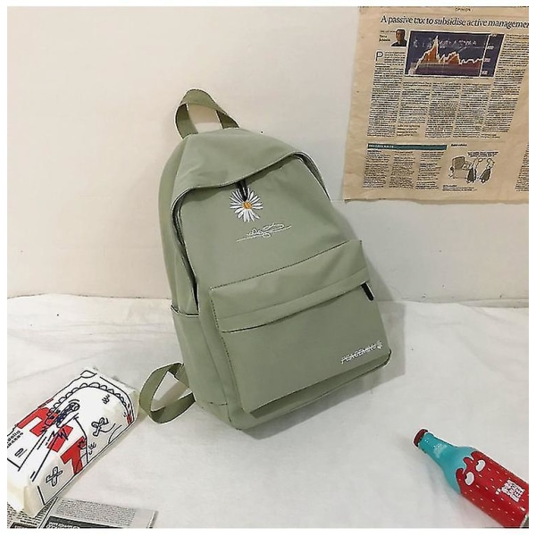 Ny Solid Ryggsekk Jente Skolesekker For Tenårings Skolesekk Nylon Daisy Trykk Sekk Svart blue