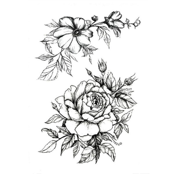 Fashion Tattoo Sticker Temporary Black Roses Design Full Flower Arm Big Fake Tattoo Sticker Body Art Decal Qinhai 5