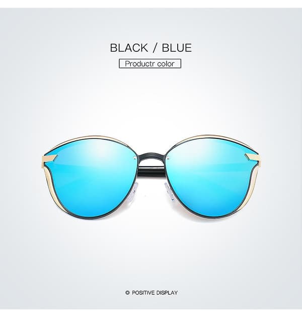 Lady's Polarized Sunglasses Set, 3pc Sunglasses Glasses Case Gift Box Xy187 Black frame blue