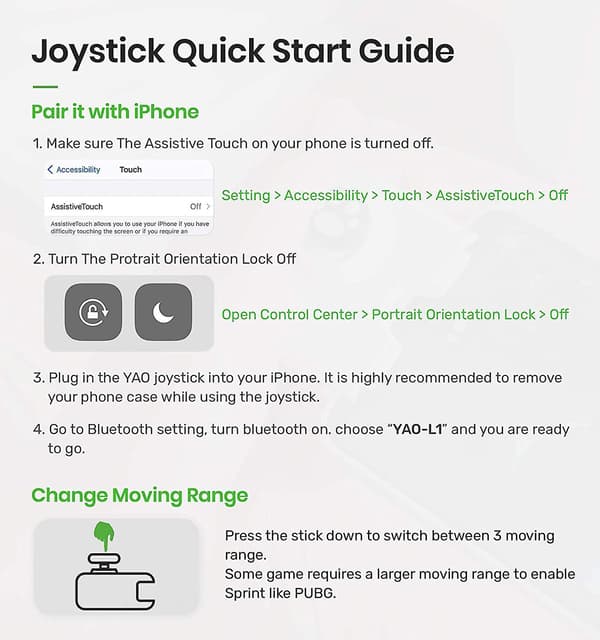 Yao L1 Pro Mobil Spil Controller Joystick Til Iphone (ios 13.4 Eller Senere, Til Ios Mobilspil) White
