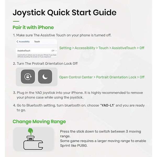 Yao L1 Pro Mobile Game Controller Joystick For Iphone (ios 13.4 Or Later, For Ios Mobile Games) White