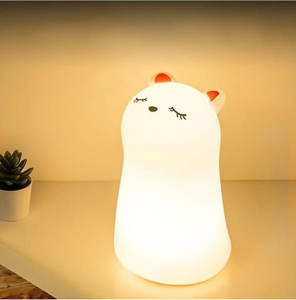 LED Night Light Lamp Colors Cute Silicone Cat Room Nightlights