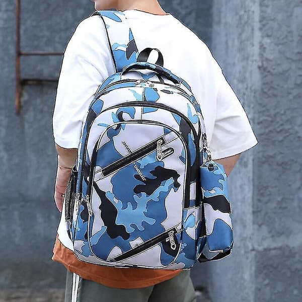 Waterproof Nylon Backpack Middle School Students Bookbag Leisure Travel Bag Camouflage Backpack