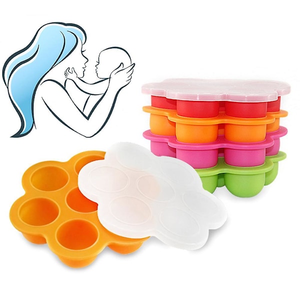 Silikone Madopbevaring til Baby - Silikone Frysebakke - BPA Fri Red