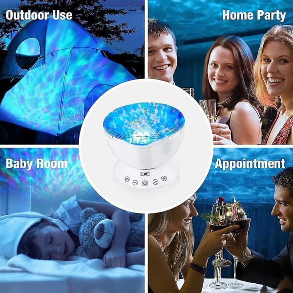 Ocean Wave Projector, 12 Led Night Light Lamp With Adjustable Lightness Remote Control Timer 8 Lighting Modes Mu