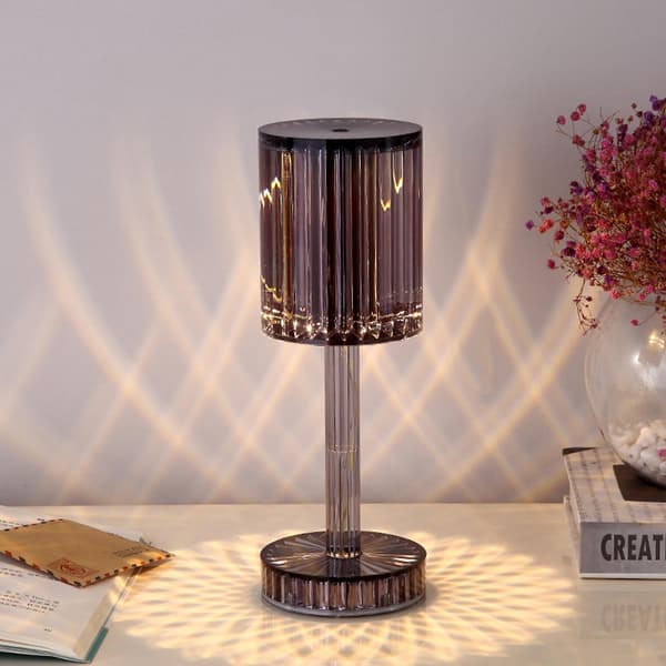 Touching Control Crystal Lamp Crystal Cordless Table Lamp With Touching  Control Usb Port 3-way Dimmable Bedside Nightstand Lamp Gray
