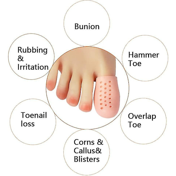 Big Toe Cap Support,  Beige Breathable Toe Protector 10 Pack Toe Cover Sleeves Gift