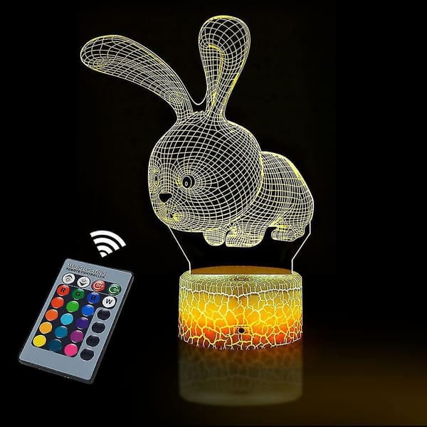 3d Night Light For Kids Bunny 3d Illusion Lamp With 16 Colors Changing Touch Switch