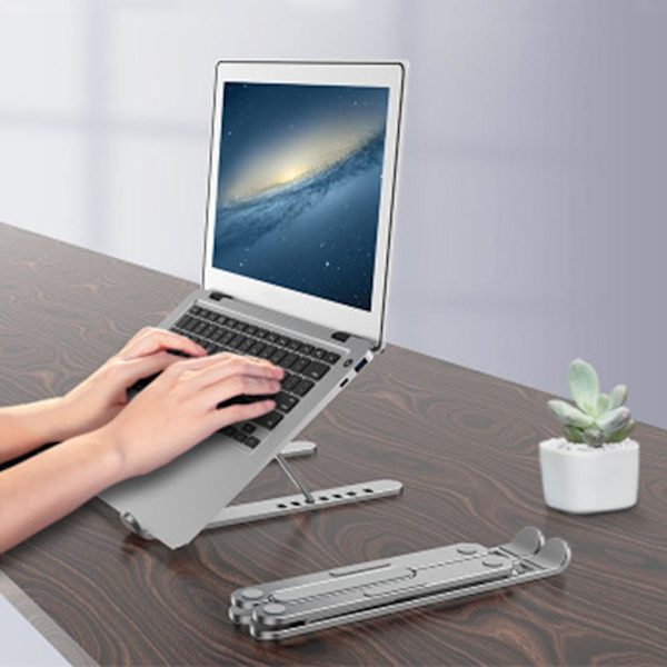 Foldbar Justerbar Vinkel Laptop Stand Bærbar Aluminium Legering Desktop Notebook Holder Skridsikker Tablet Kølestativ