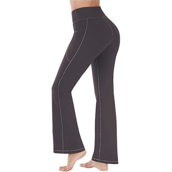 Yogabukser Kompatible Med Kvinder Med Lommer Højtaljede Træningsbukser Kompatible Med Kvinder Bootcut Arbejdsbukser Pæne Bukser Coffee Large
