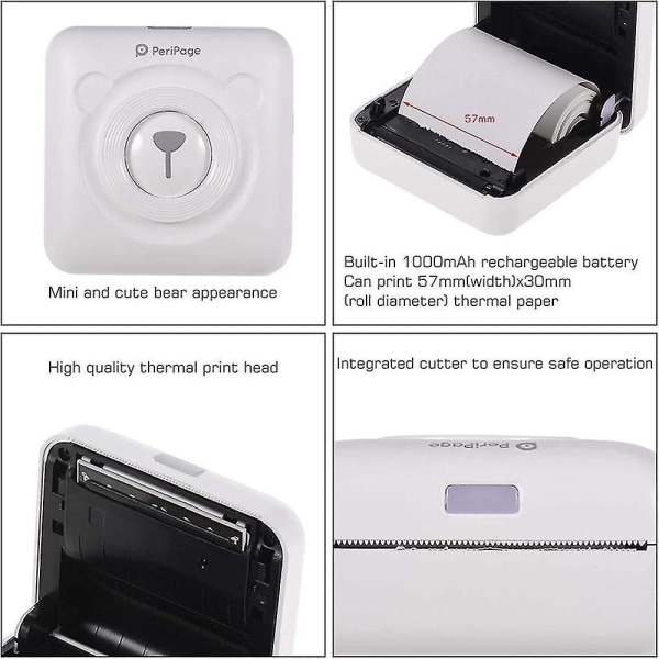 Mini Printer, Wireless Thermal Label Printer, Sticky Note Receipt, Suitable For Android Ios Smart Phone